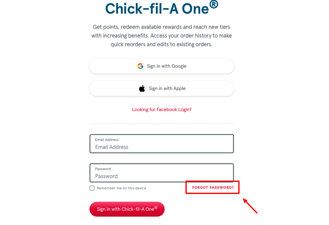 chick-fil-a forgot password